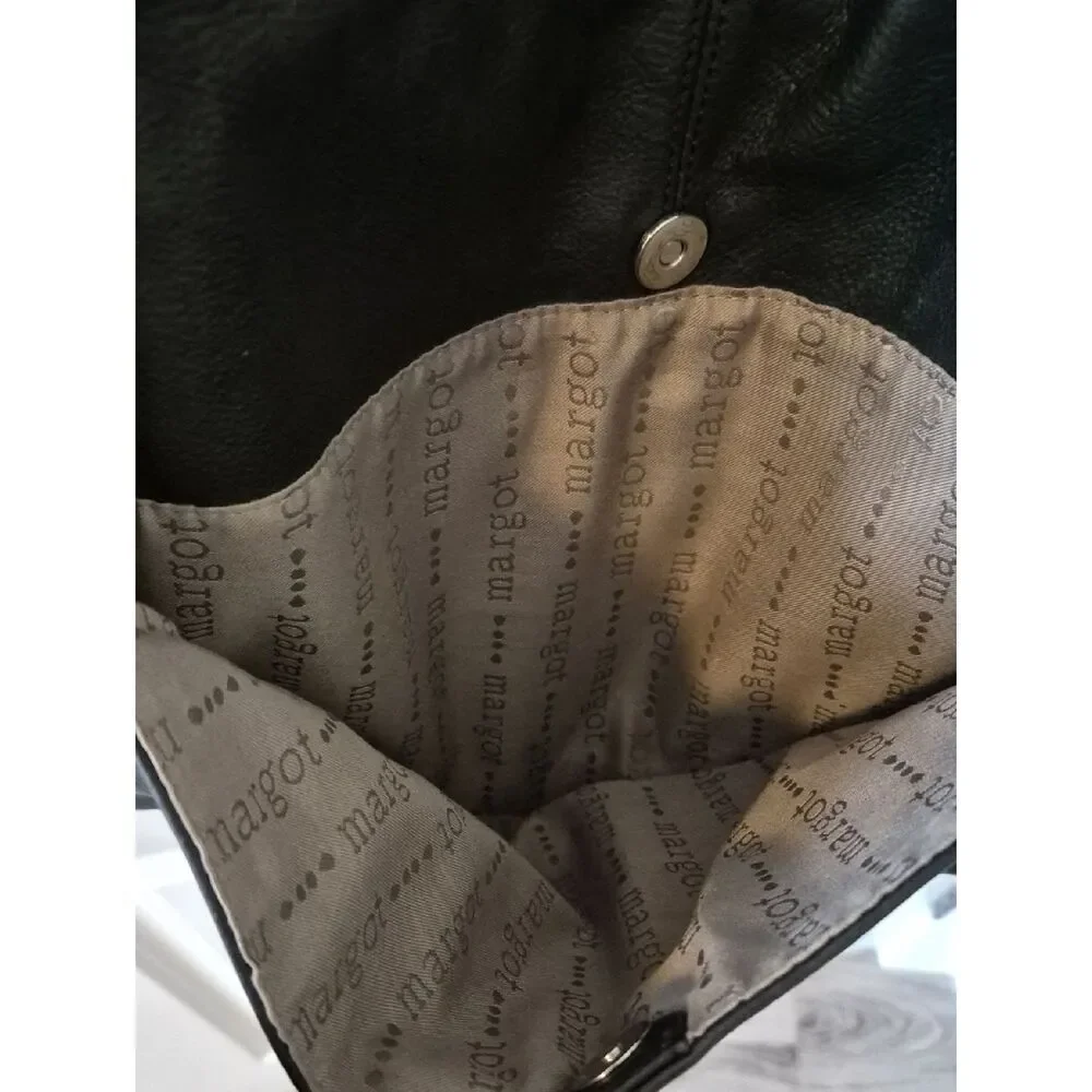 Margot Anthropologie Black Leather Slim Crossbody Bag